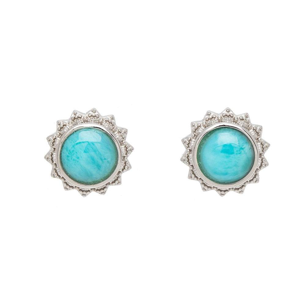 Sterling Silver & Larimar Stud Earrings