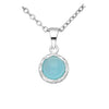 Sterling Silver & Light Sky Blue Chalcedony Gemstone Pendant Necklace - White