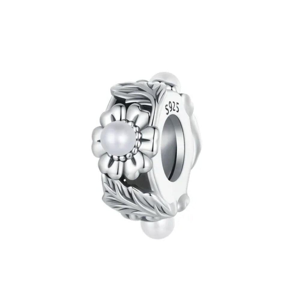 Sterling Silver & Pearl Flowers Spacer Charm