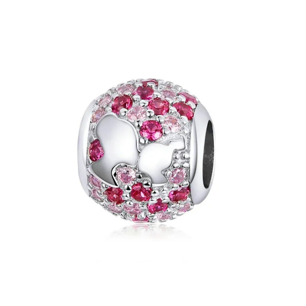 Sterling Silver & Pink Mix CZ Lovers Bracelet Charm