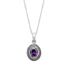 Sterling Silver & Purple Cubic Zirconia Oval Pendant Earrings - White