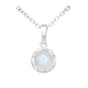 Sterling Silver & Rainbow Moonstone Pendant Necklace - White