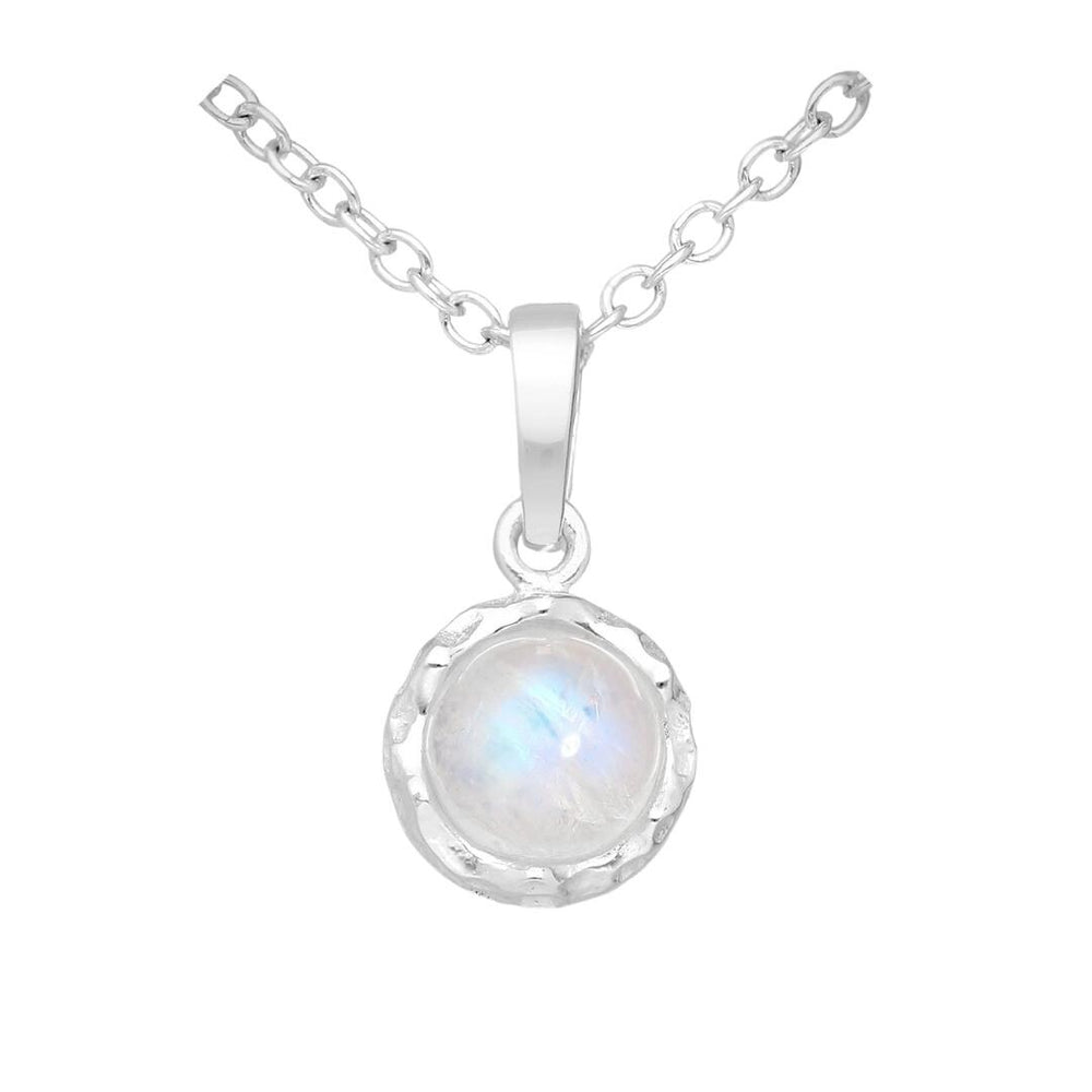 Sterling Silver & Rainbow Moonstone Pendant Necklace - White