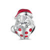 Sterling Silver & Red Puppy with Santa Hat in Tea Cup Charm