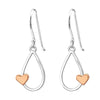 Sterling Silver & Rose Goldtone Plated Teardrop and Heart Earrings