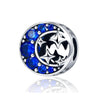 Sterling Silver & Sapphire Blue CZ Moon & Stars Bracelet Charm