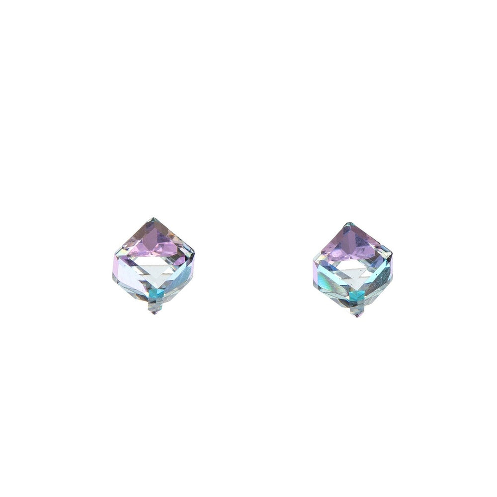 Sterling Silver & Swarovski Crystal Cube Stud Earrings