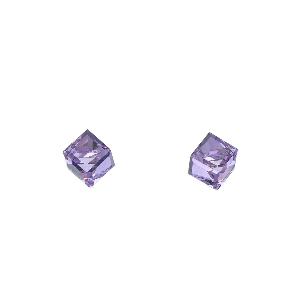 Sterling Silver & Swarovski Crystal Cube Stud Earrings