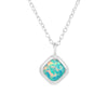 Sterling Silver & Synthetique Turquoise Opal Square Pendant - White