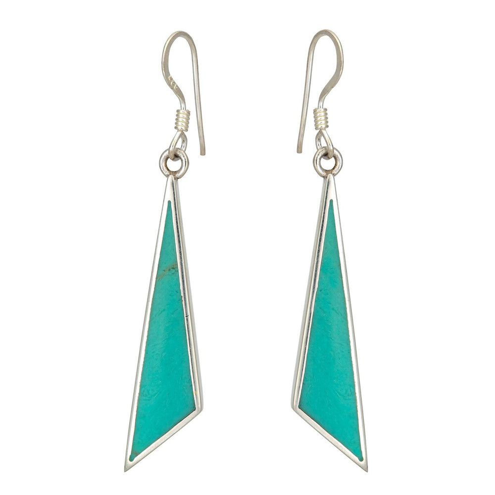 Sterling Silver & Turquoise Triangular Drop Earrings