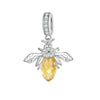 Sterling Silver & Yellow CZ Briolette Crystal Bee Dangling Charm