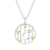 Sterling Silver and 18kt Gold Plated Star and Moon Pendant Necklace - White