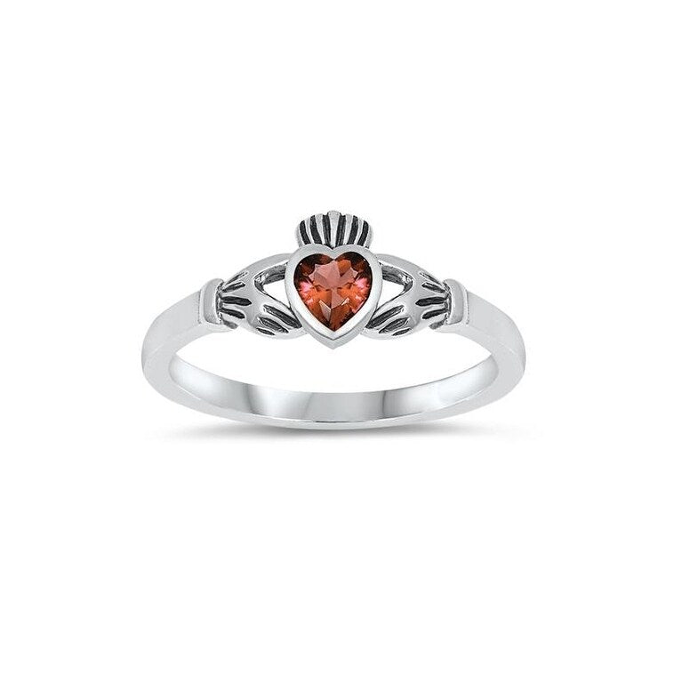 Sterling Silver and Cubic Zirconia Claddagh Ring