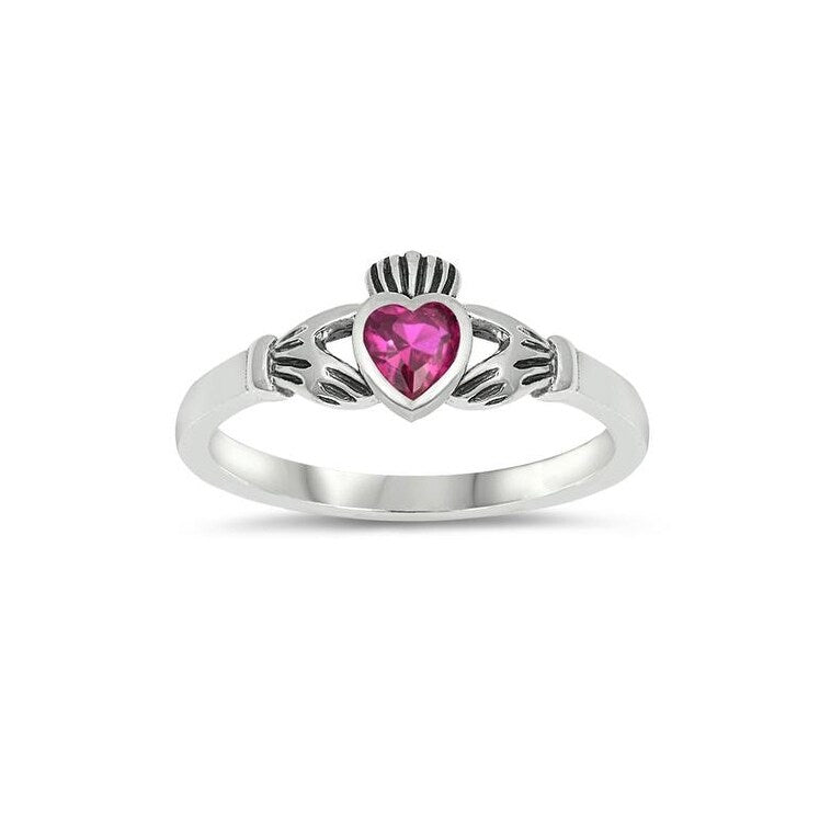 Sterling Silver and Cubic Zirconia Claddagh Ring