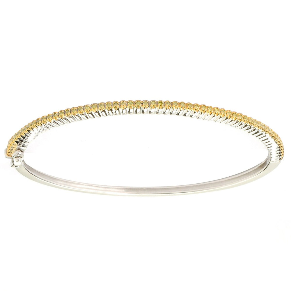 Sterling Silver with 0.50 CTTW Natural Yellow Diamond Bangle Bracelet