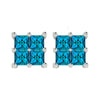 Sterling Silver with Natural Blue Diamond Stud Earrings