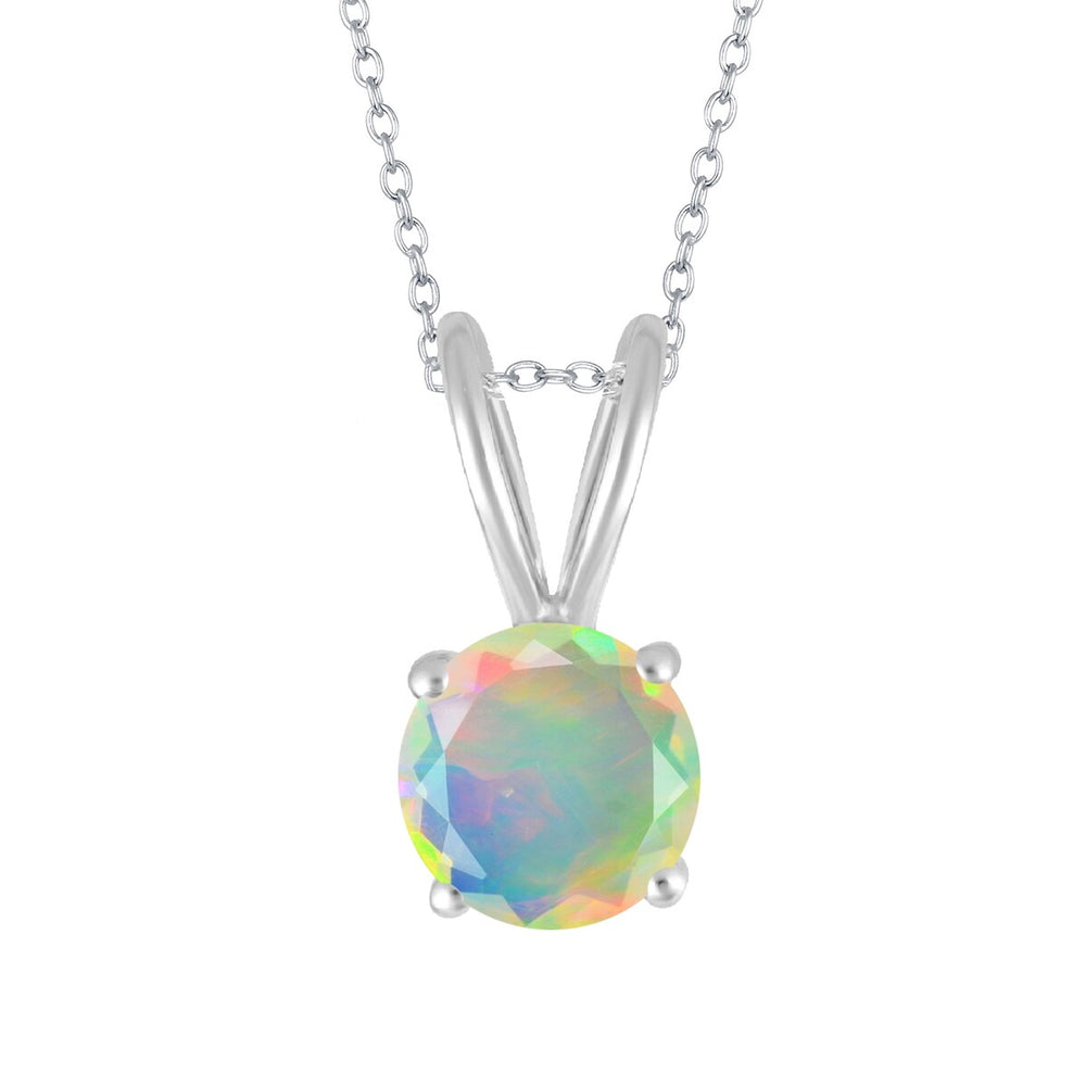 Sterling Silver with Natural Ethiopian Opal Solitaire Pendant