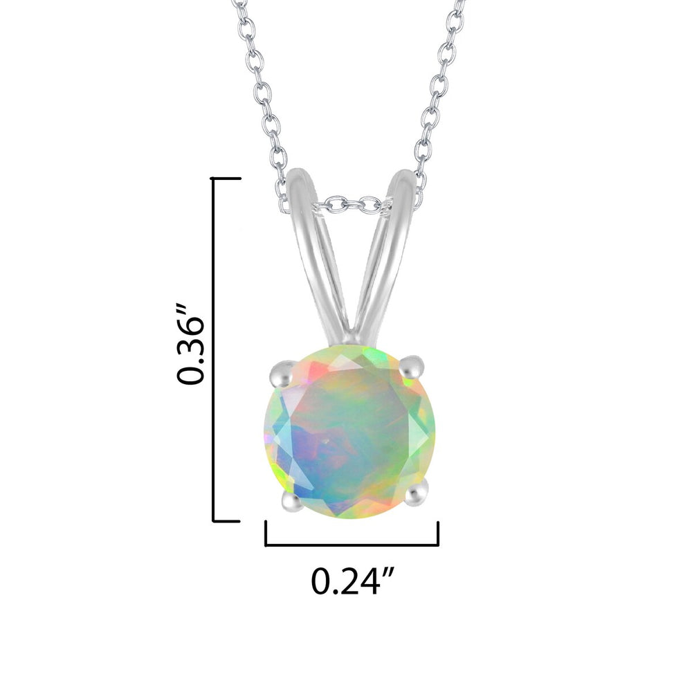 Sterling Silver with Natural Ethiopian Opal Solitaire Pendant