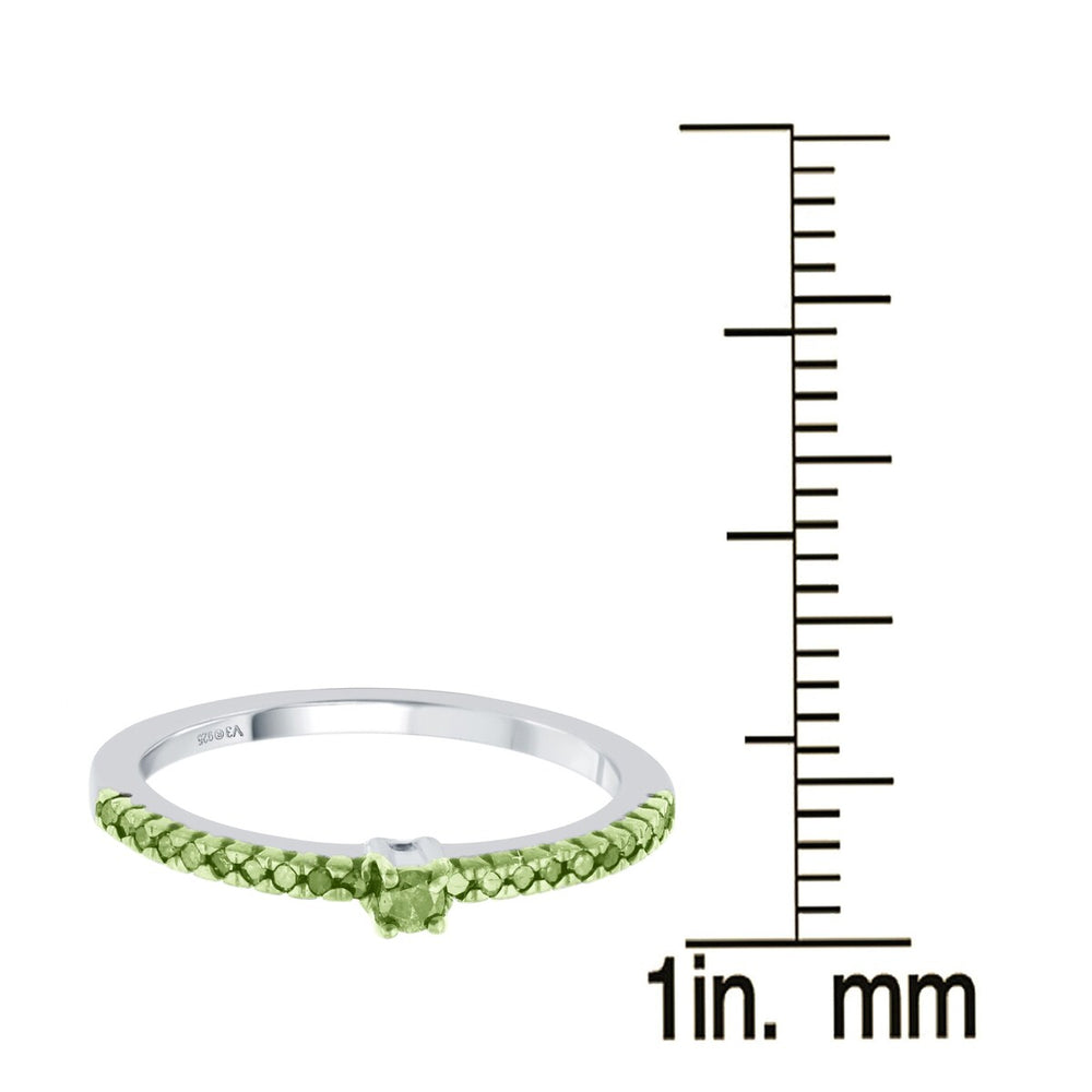 Sterling Silver with Natural Green Diamond Stackable Band Ring