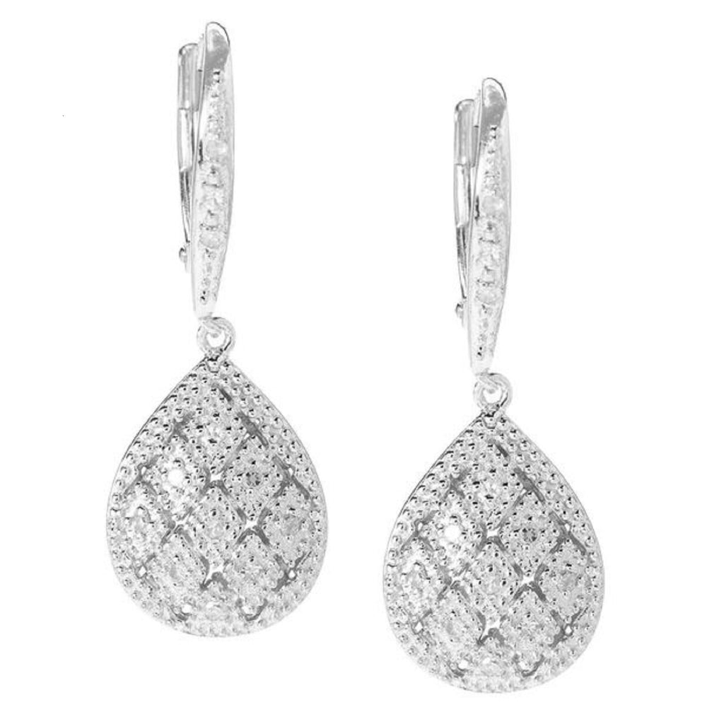 Sterling Silver with Natural White Diamond Dangle Earrings