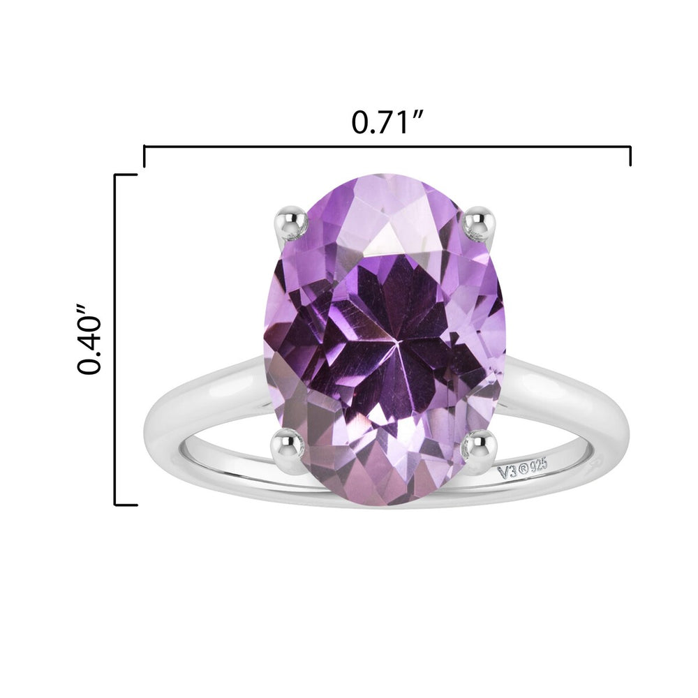 Sterling Silver with Oval Shape 2.20cttw Natural Amethyst Solitaire Ring