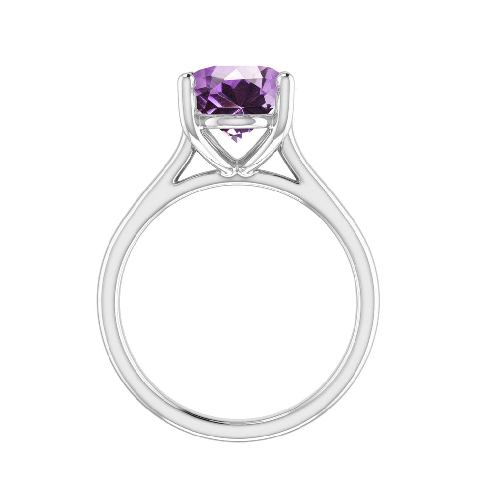 Sterling Silver with Oval Shape 2.20cttw Natural Amethyst Solitaire Ring