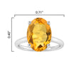 Sterling Silver with Oval Shape 2.20cttw Natural Citrine Solitaire Ring