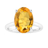 Sterling Silver with Oval Shape 2.20cttw Natural Citrine Solitaire Ring