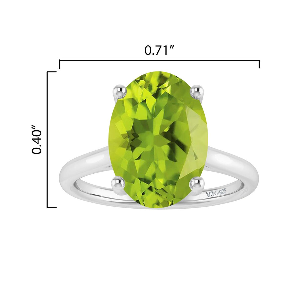 Sterling Silver with Oval Shape 2.60cttw Natural Peridot Solitaire Ring