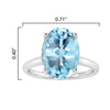 Sterling Silver with Oval Shape 3.35cttw Natural Sky Blue Topaz Solitaire Ring