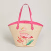 Straw Beach Tote Tropic Flamingo