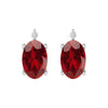 Stud Earrings in Sterling Silver 1.35Ct Natural Garnet and White Diamond for Gifts