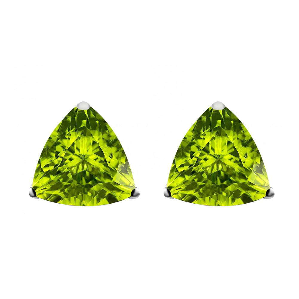 Stud Earrings in Sterling Silver 1.50Ct Natural Peridot