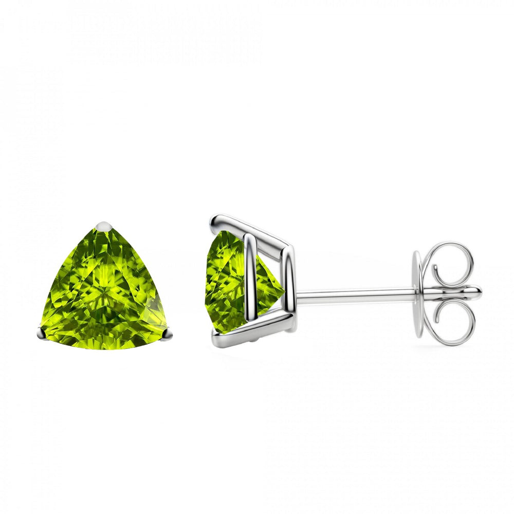 Stud Earrings in Sterling Silver 1.50Ct Natural Peridot