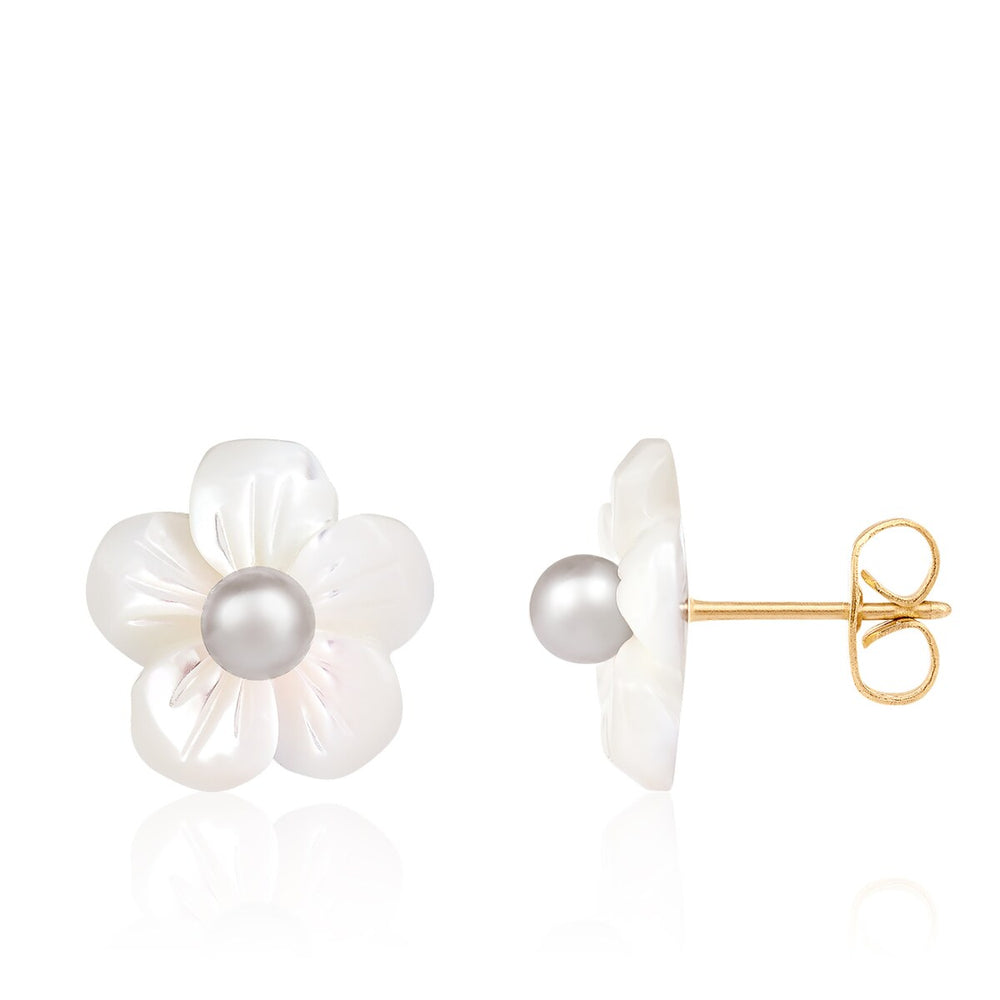 Stud Push back Earrings Pearl