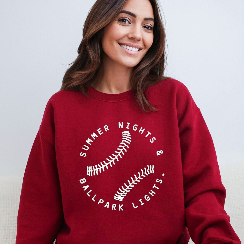 Summer Nights And Ballpark Lights Graphic Sweatshirt