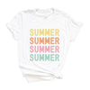 Summer Stacked Colorful Short Sleeve Crewnneck Tee