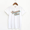 Summer Vibes Colorful Cursive Garment Dyed Tee