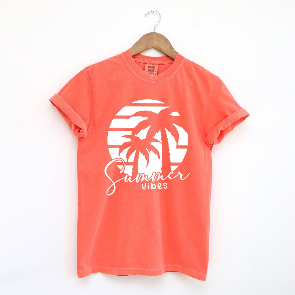 Summer Vibes Palm Trees Garment Dyed Tee