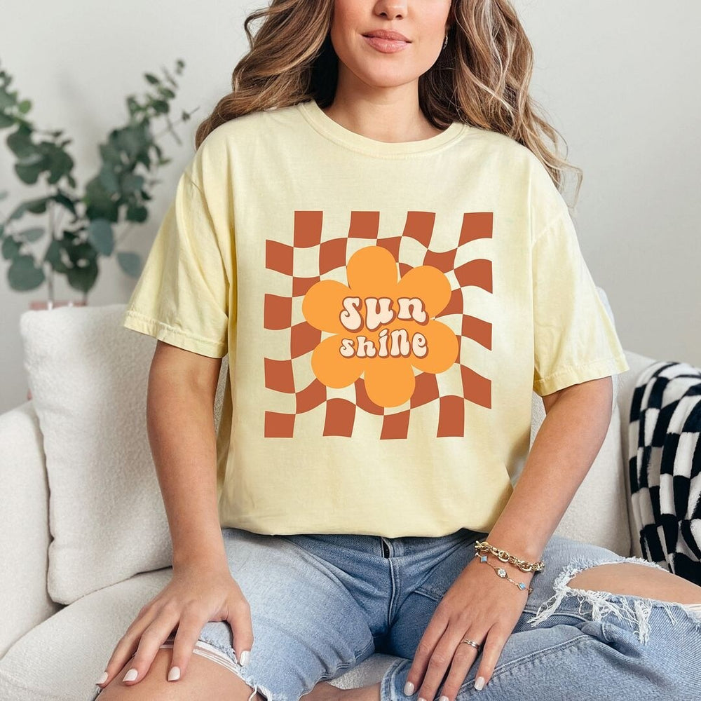 Sun Shine Checkered Garment Dyed Tee