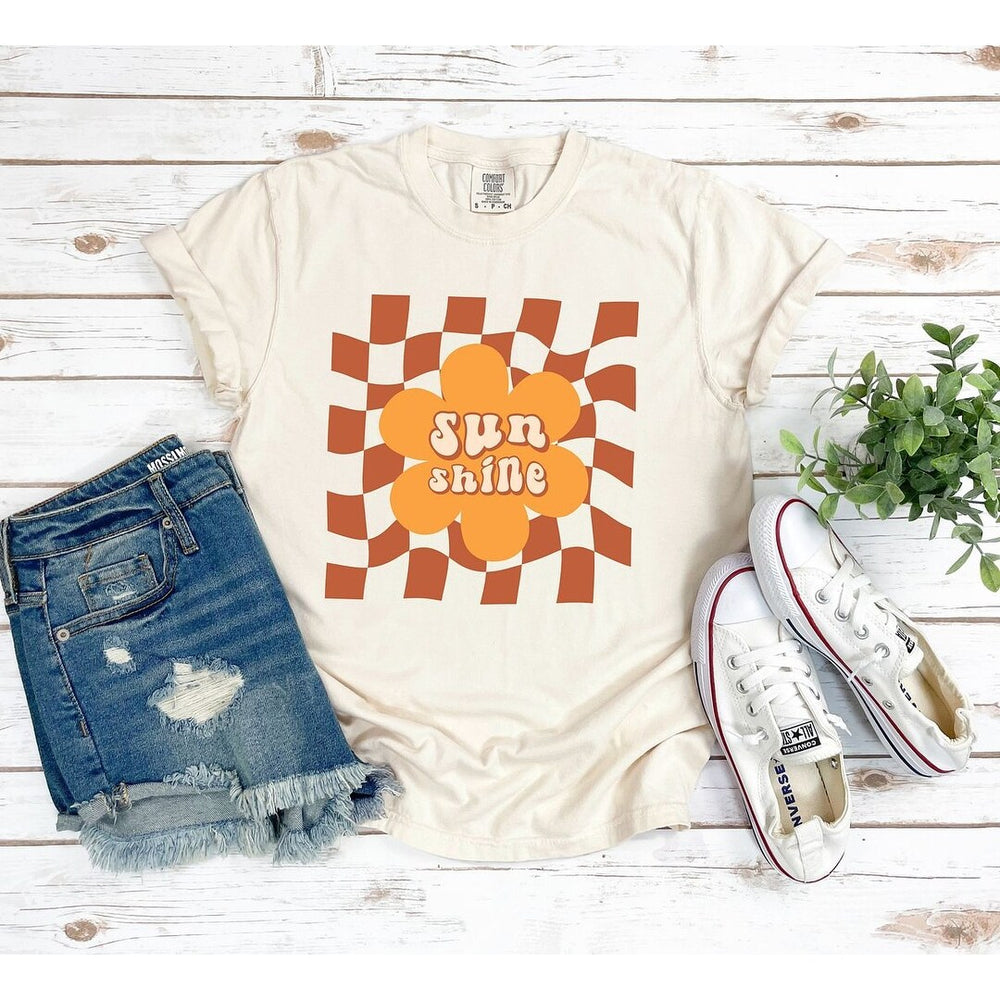 Sun Shine Checkered Garment Dyed Tee