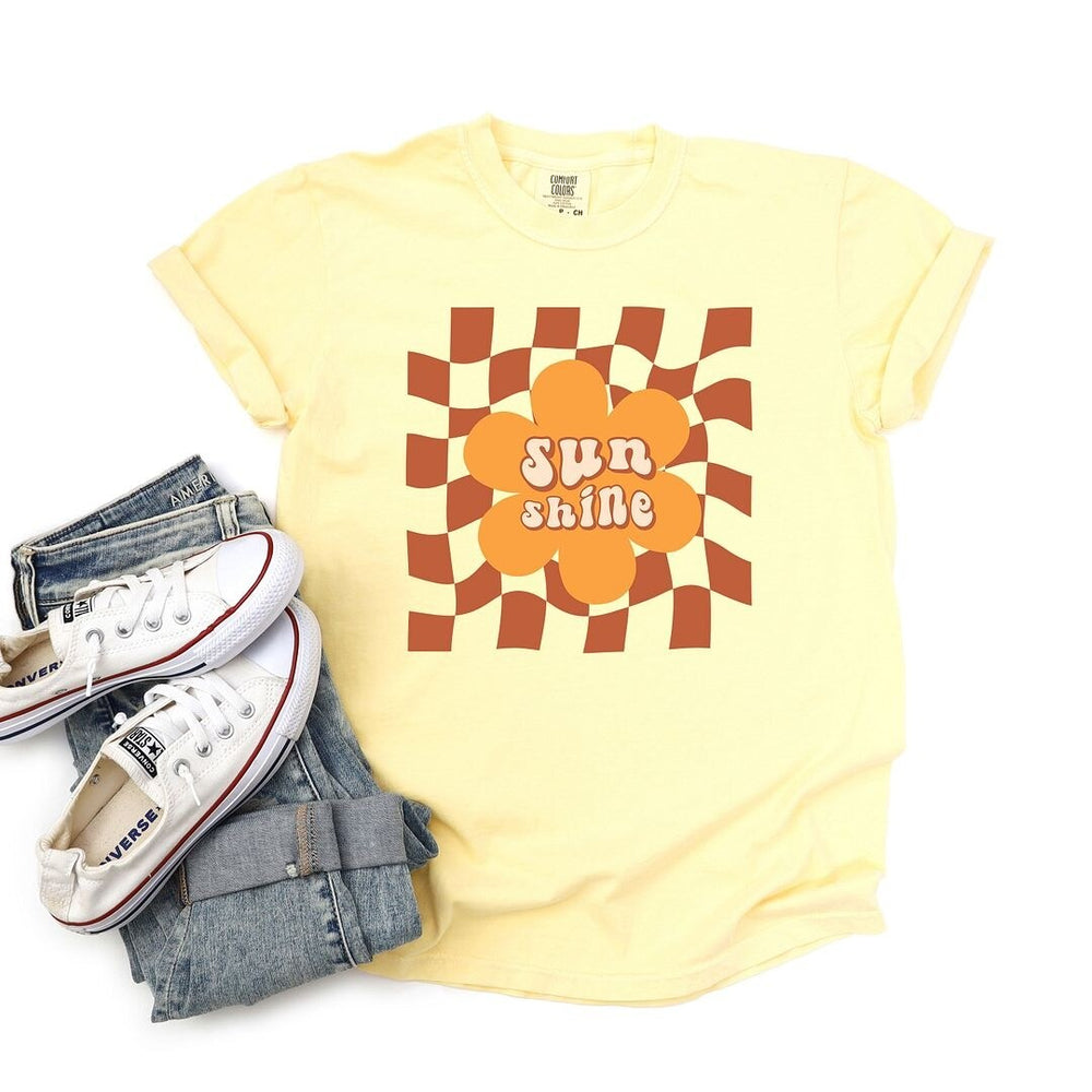 Sun Shine Checkered Garment Dyed Tee