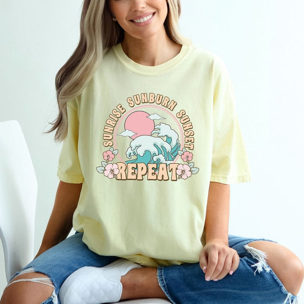 Sunrise Sunburn Sunset Repeat Wave Garment Dyed Tee