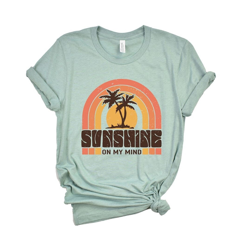 Sunshine On My Mind Rainbow Short Sleeve Crewnneck Tee