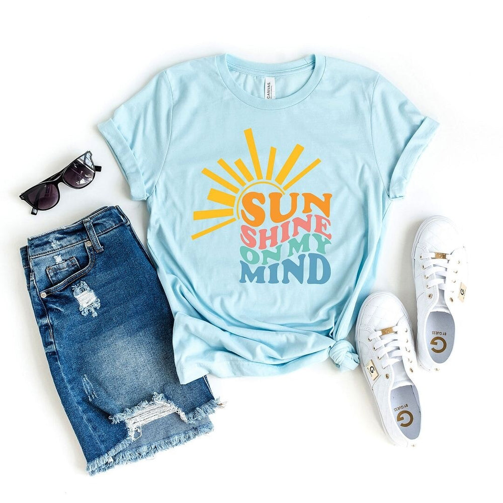 Sunshine On My Mind Wavy Short Sleeve Crewnneck Tee