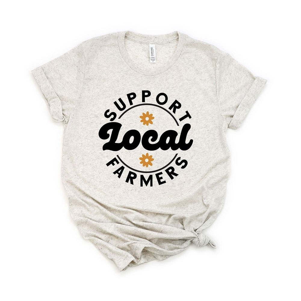 Support Local Farmers Flowers Short Sleeve Crewnneck Tee