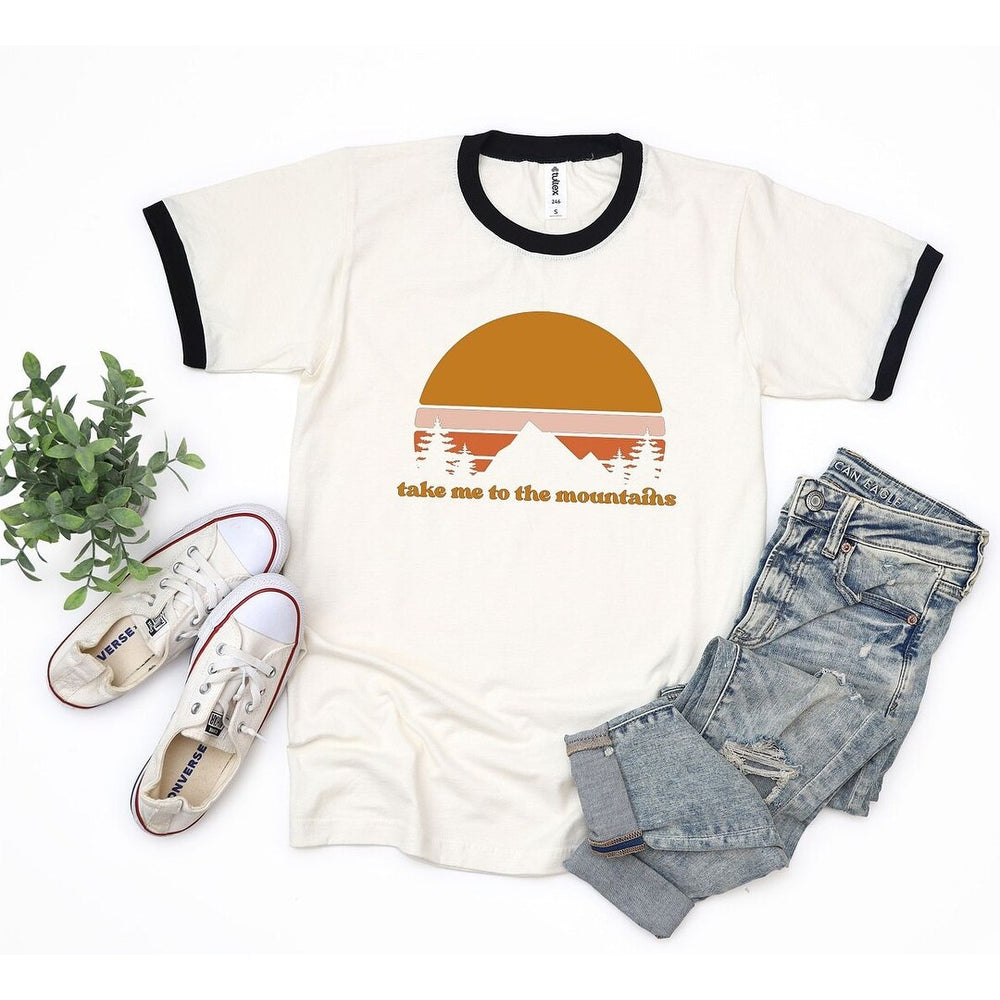 Take Me To The Mountains Sunset Ringer Tee