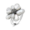 Tang & Song Mother of Pearl Daisy Flower Marcasite Ring