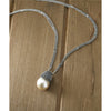 Tang & Song Sterling Silver Basket Shape Drop of White Faux Pearl and Marcasite Charm Necklace