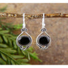 Tang & Song Sterling Silver Oval Sideway Black Onyx Marcasite Earring